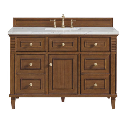 James Martin - Lorelai 48" Single Vanity, Mid-Century Walnut w/ 3 CM Ethereal Noctis Silestone Top - 424-V48-WLT-3ENC view 1