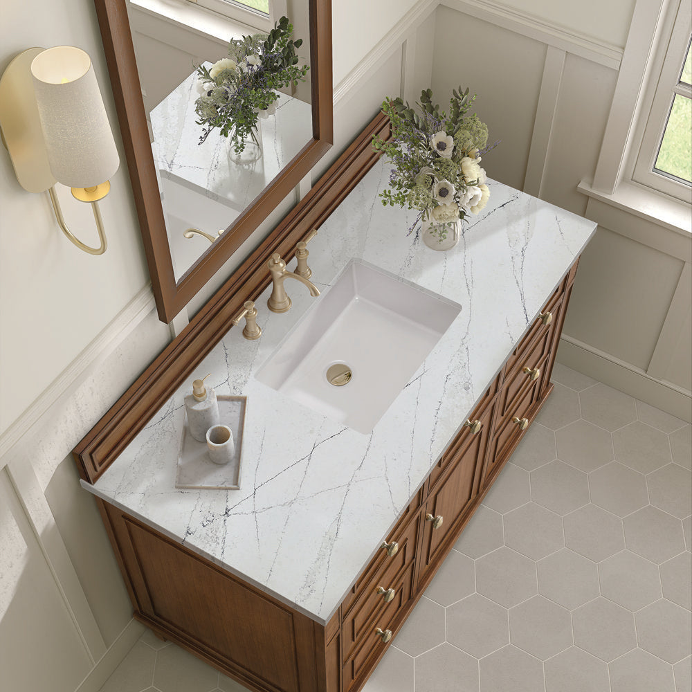 James Martin - Lorelai 48" Single Vanity, Mid-Century Walnut w/ 3 CM Ethereal Noctis Silestone Top - 424-V48-WLT-3ENC view 8
