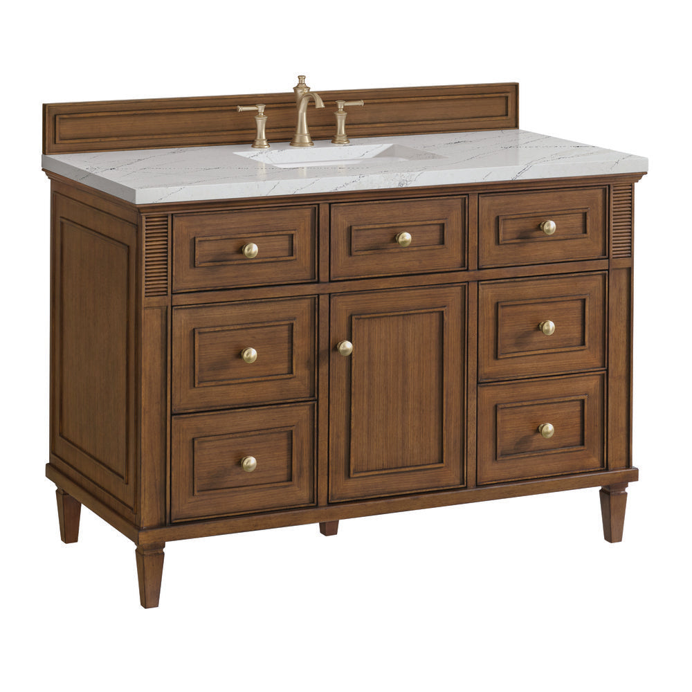 James Martin - Lorelai 48" Single Vanity, Mid-Century Walnut w/ 3 CM Ethereal Noctis Silestone Top - 424-V48-WLT-3ENC view 11