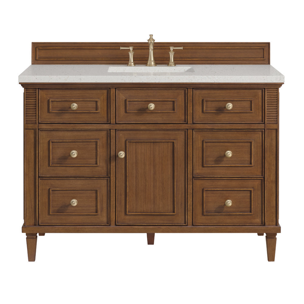 James Martin - Lorelai 48" Single Vanity, Mid-Century Walnut w/ 3 CM Lime Delight Silestone Top - 424-V48-WLT-3LDL view 1