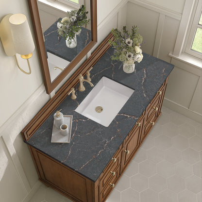 James Martin - Lorelai 48" Single Vanity, Mid-Century Walnut w/ 3 CM Parisien Bleu Silestone Top - 424-V48-WLT-3PBL view 8