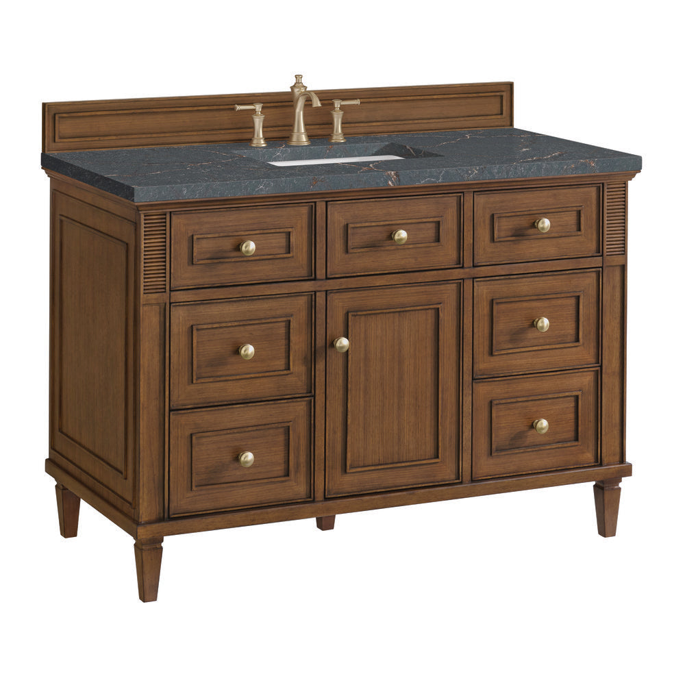 James Martin - Lorelai 48" Single Vanity, Mid-Century Walnut w/ 3 CM Parisien Bleu Silestone Top - 424-V48-WLT-3PBL view 11