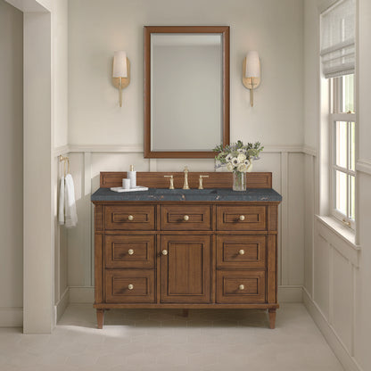 James Martin - Lorelai 48" Single Vanity, Mid-Century Walnut w/ 3 CM Parisien Bleu Silestone Top w/FreePower Wireless Charger - 424-V48-WLT-FPBL view 5
