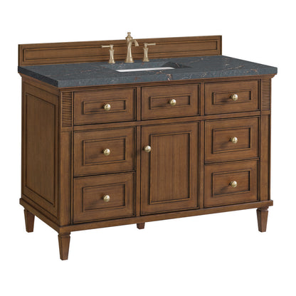 James Martin - Lorelai 48" Single Vanity, Mid-Century Walnut w/ 3 CM Parisien Bleu Silestone Top w/FreePower Wireless Charger - 424-V48-WLT-FPBL view 11