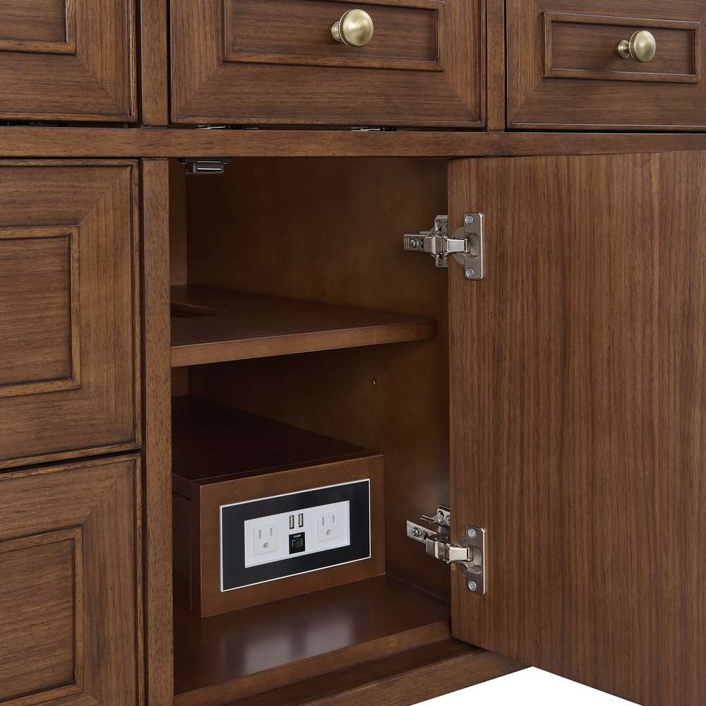 James Martin - Lorelai 48" Single Vanity, Mid-Century Walnut w/ 3 CM Parisien Bleu Silestone Top w/FreePower Wireless Charger - 424-V48-WLT-FPBL view 13