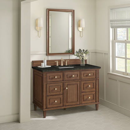 James Martin - Lorelai 48" Single Vanity, Mid-Century Walnut, w/ 3 CM Phantome Eclos Top - 424-V48-WLT-3PHT view 5