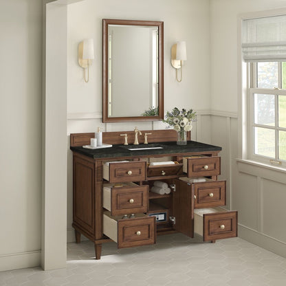 James Martin - Lorelai 48" Single Vanity, Mid-Century Walnut, w/ 3 CM Phantome Eclos Top - 424-V48-WLT-3PHT view 6