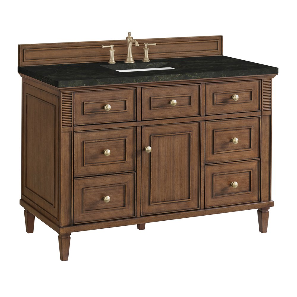 James Martin - Lorelai 48" Single Vanity, Mid-Century Walnut, w/ 3 CM Phantome Eclos Top - 424-V48-WLT-3PHT view 11