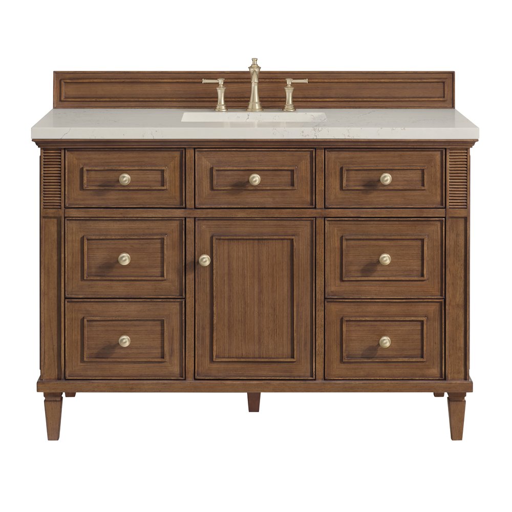 James Martin - Lorelai 48" Single Vanity, Mid-Century Walnut, w/ 3 CM Siberian Silestone Top - 424-V48-WLT-3SFR view 1