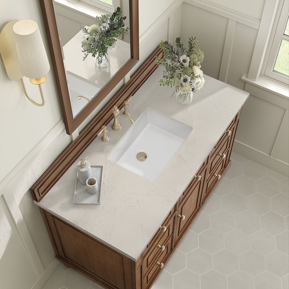 James Martin - Lorelai 48" Single Vanity, Mid-Century Walnut, w/ 3 CM Siberian Silestone Top - 424-V48-WLT-3SFR view 8
