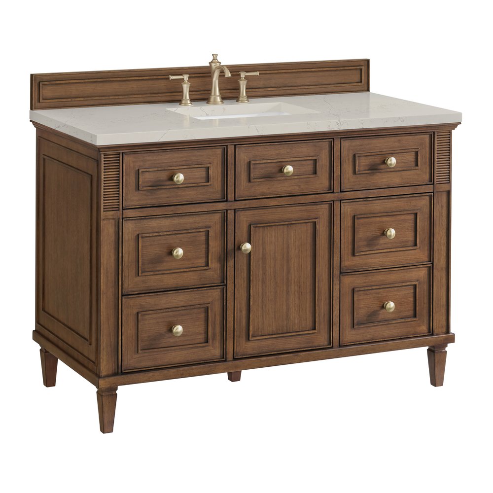 James Martin - Lorelai 48" Single Vanity, Mid-Century Walnut, w/ 3 CM Siberian Silestone Top - 424-V48-WLT-3SFR view 11