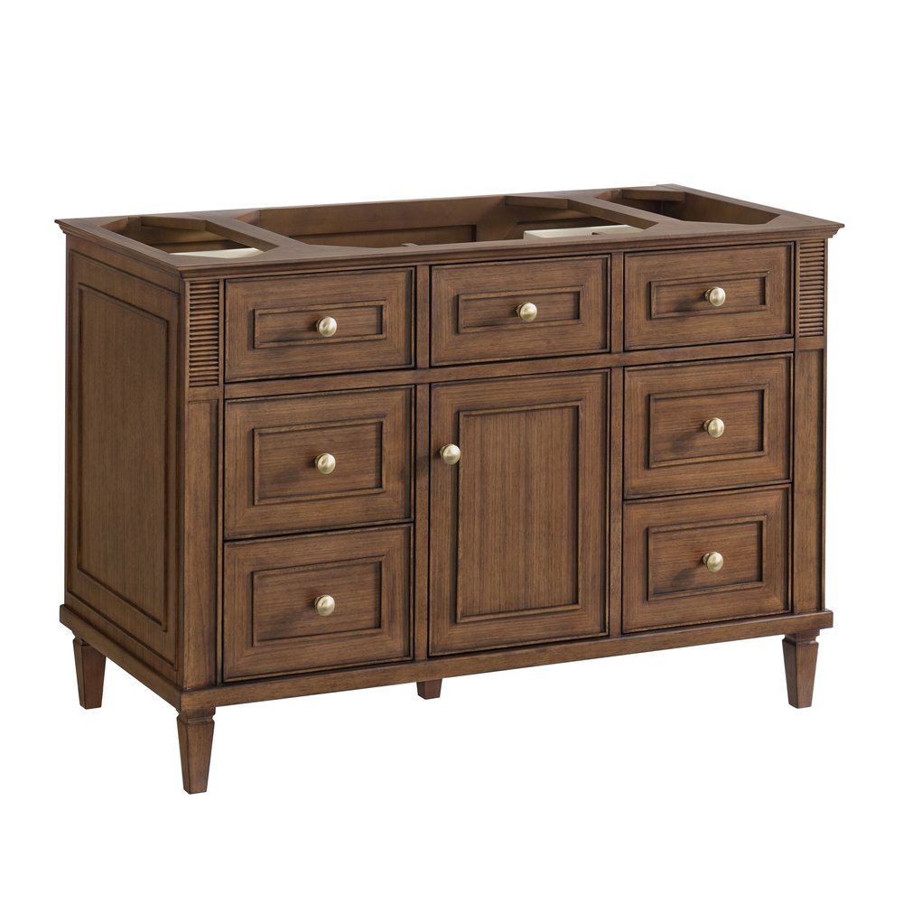 James Martin - Lorelai 48" Single Vanity, Mid-Century Walnut, w/ 3 CM Tajnar Eclos Top - 424-V48-WLT-3TJR view 3