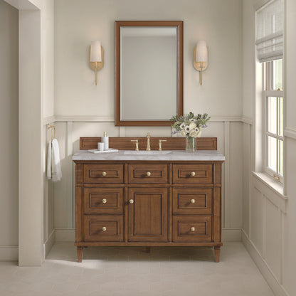 James Martin - Lorelai 48" Single Vanity, Mid-Century Walnut w/ 3 CM Victorian Silver Silestone Top - 424-V48-WLT-3VSL view 4
