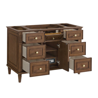 James Martin - Lorelai 48" Single Vanity, Mid-Century Walnut w/ 3 CM Victorian Silver Silestone Top - 424-V48-WLT-3VSL view 9