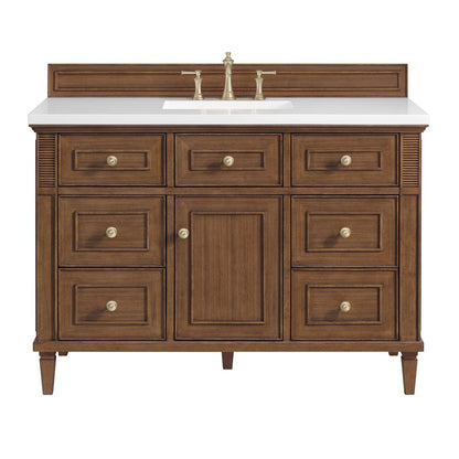 James Martin - Lorelai 48" Single Vanity, Mid-Century Walnut w/ 3 CM White Zeus Silestone Top - 424-V48-WLT-3WZ view 1