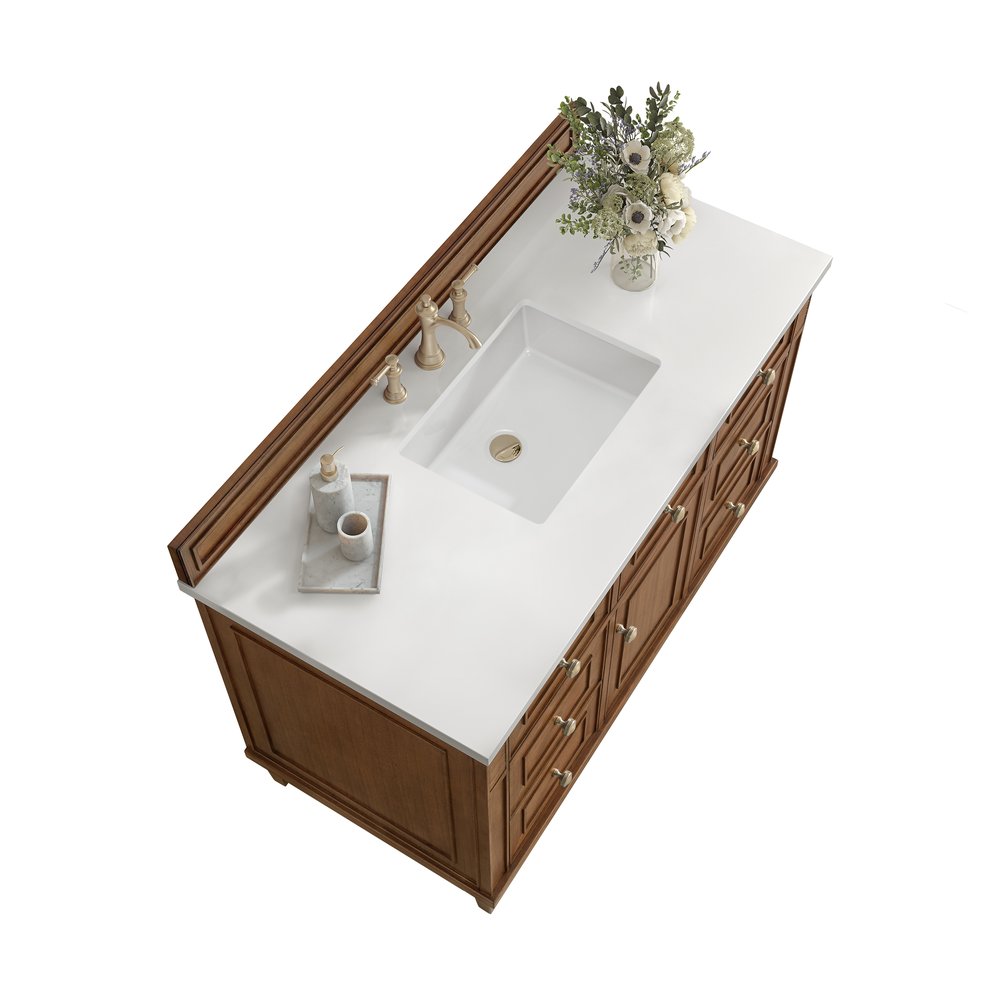 James Martin - Lorelai 48" Single Vanity, Mid-Century Walnut w/ 3 CM White Zeus Silestone Top - 424-V48-WLT-3WZ view 8