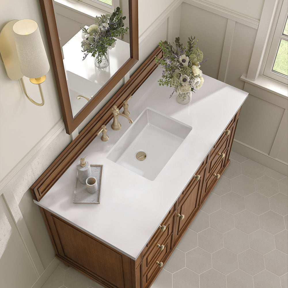 James Martin - Lorelai 48" Single Vanity, Mid-Century Walnut w/ 3 CM White Zeus Silestone Top - 424-V48-WLT-3WZ view 9