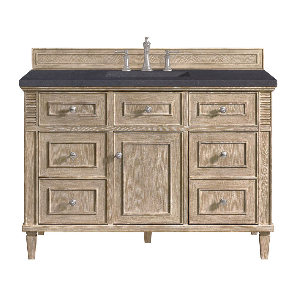 James Martin - Lorelai 48" Single Vanity, Whitewashed Oak w/ 3 CM Charcoal Soapstone Silestone Top - 424-V48-WWO-3CSP view 1