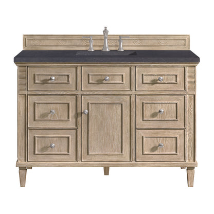 James Martin - Lorelai 48" Single Vanity, Whitewashed Oak w/ 3 CM Charcoal Soapstone Silestone Top - 424-V48-WWO-3CSP view 1