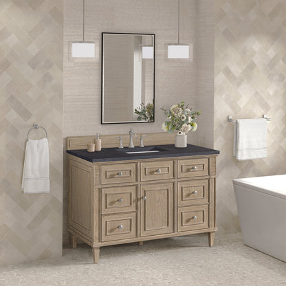 James Martin - Lorelai 48" Single Vanity, Whitewashed Oak w/ 3 CM Charcoal Soapstone Silestone Top - 424-V48-WWO-3CSP view 4