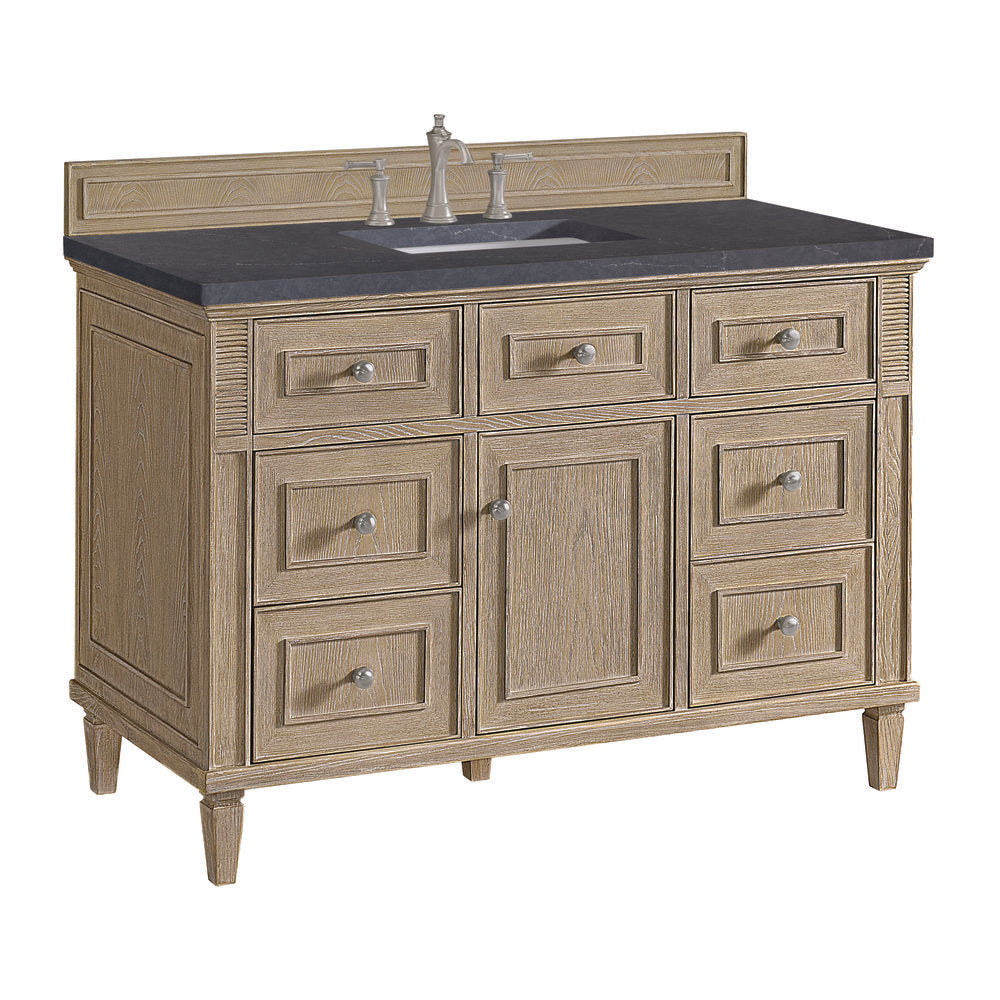 James Martin - Lorelai 48" Single Vanity, Whitewashed Oak w/ 3 CM Charcoal Soapstone Silestone Top - 424-V48-WWO-3CSP view 10