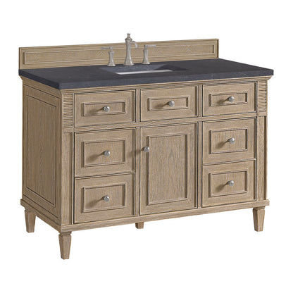 James Martin - Lorelai 48" Single Vanity, Whitewashed Oak w/ 3 CM Charcoal Soapstone Silestone Top - 424-V48-WWO-3CSP view 10