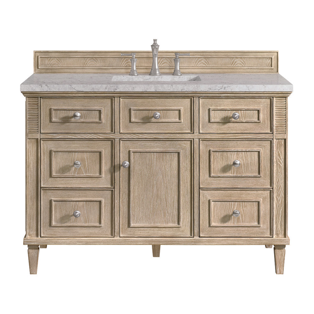 James Martin - Lorelai 48" Single Vanity, Whitewashed Oak w/ 3 CM Eternal Jasmine Pearl Silestone Top - 424-V48-WWO-3EJP view 1