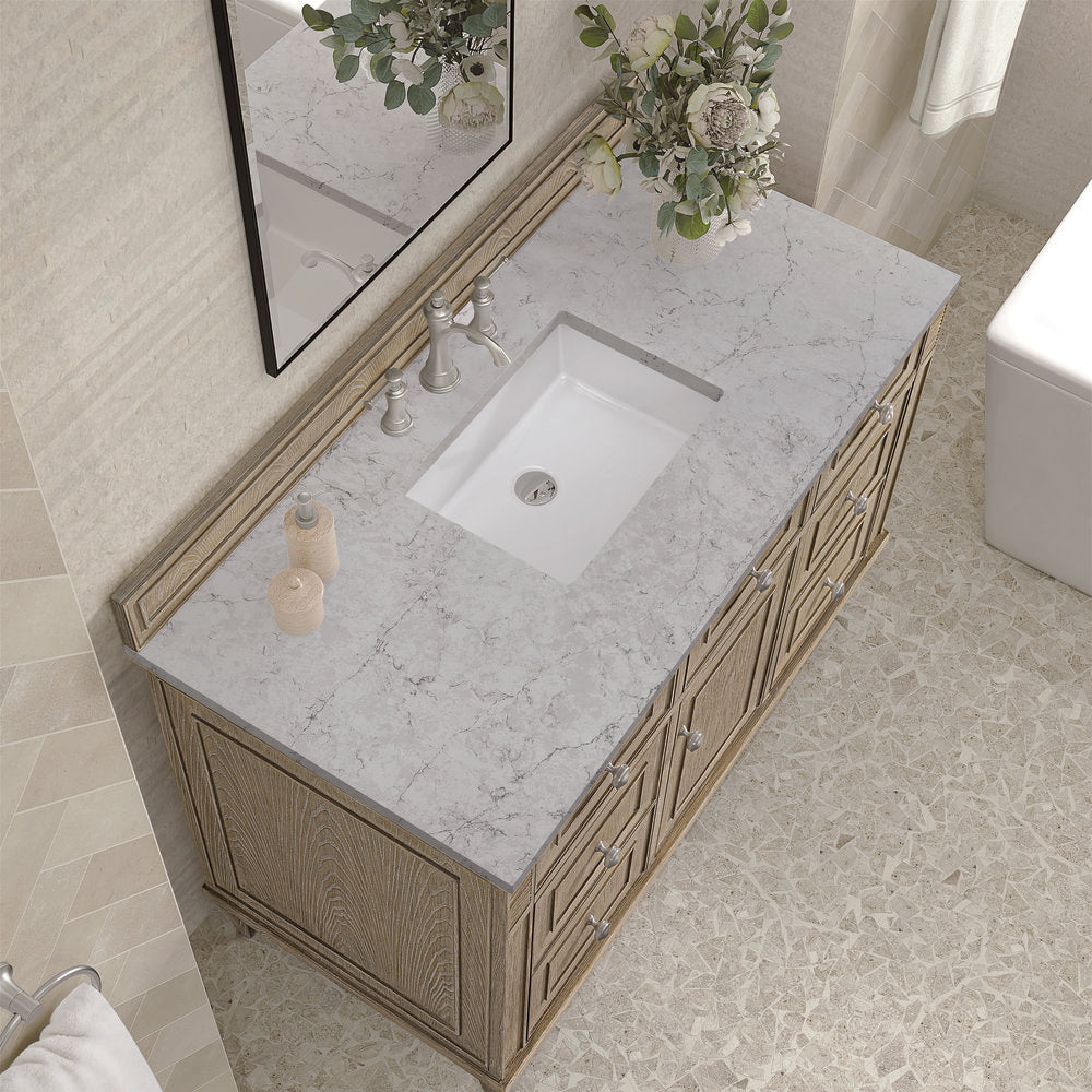 James Martin - Lorelai 48" Single Vanity, Whitewashed Oak w/ 3 CM Eternal Jasmine Pearl Silestone Top - 424-V48-WWO-3EJP view 7