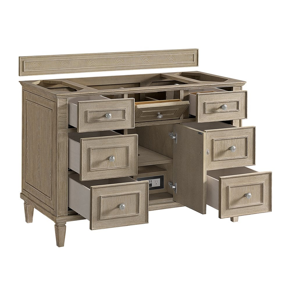 James Martin - Lorelai 48" Single Vanity, Whitewashed Oak w/ 3 CM Eternal Jasmine Pearl Silestone Top - 424-V48-WWO-3EJP view 8