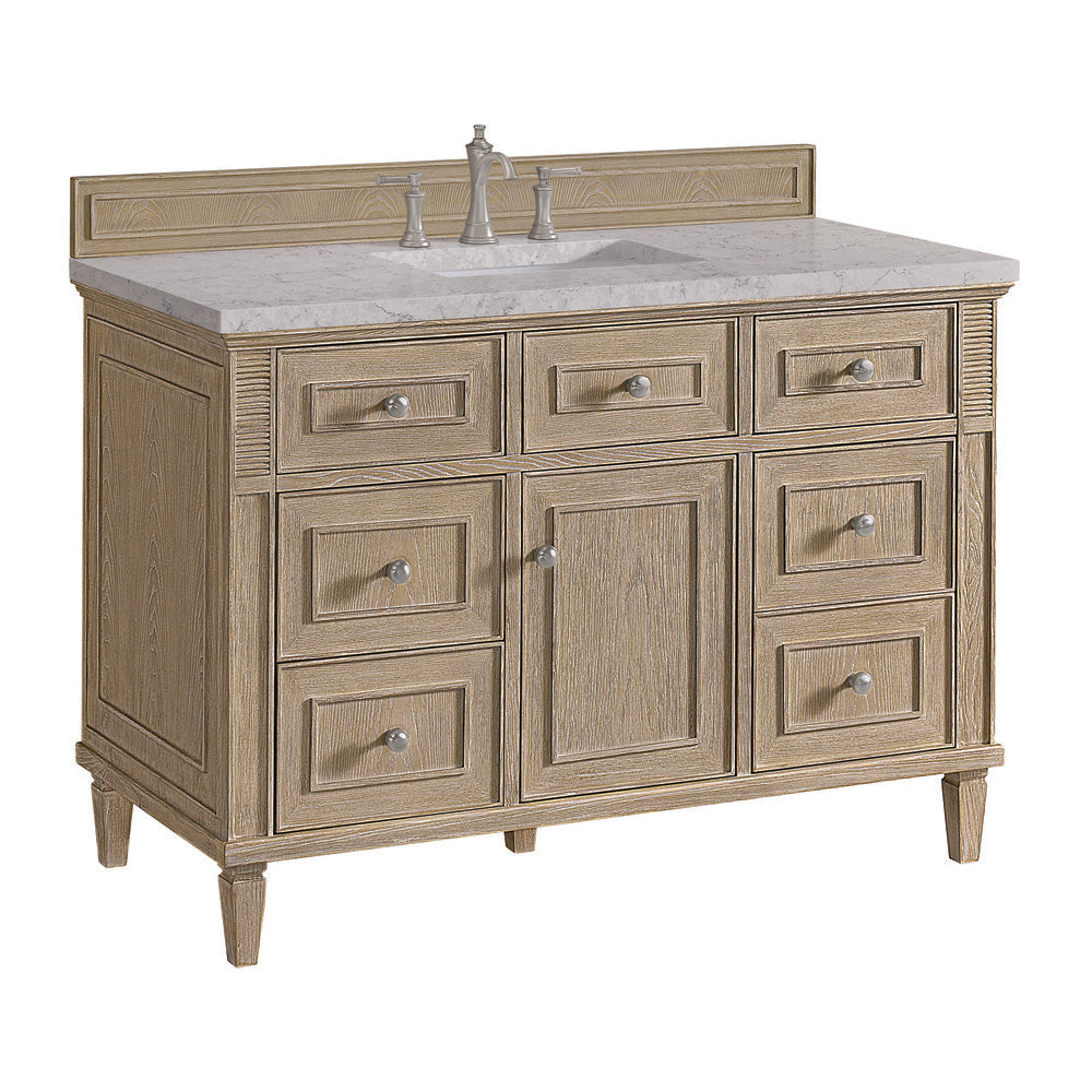 James Martin - Lorelai 48" Single Vanity, Whitewashed Oak w/ 3 CM Eternal Jasmine Pearl Silestone Top - 424-V48-WWO-3EJP view 10