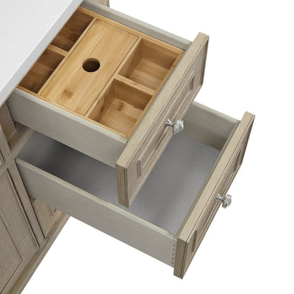 James Martin - Lorelai 48" Single Vanity, Whitewashed Oak w/ 3 CM Eternal Jasmine Pearl Silestone Top - 424-V48-WWO-3EJP view 12