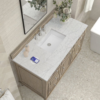 James Martin - Lorelai 48" Single Vanity, Whitewashed Oak w/ 3 CM Eternal Jasmine Pearl Silestone Top w/FreePower Wireless Charger - 424-V48-WWO-FEJP view 8