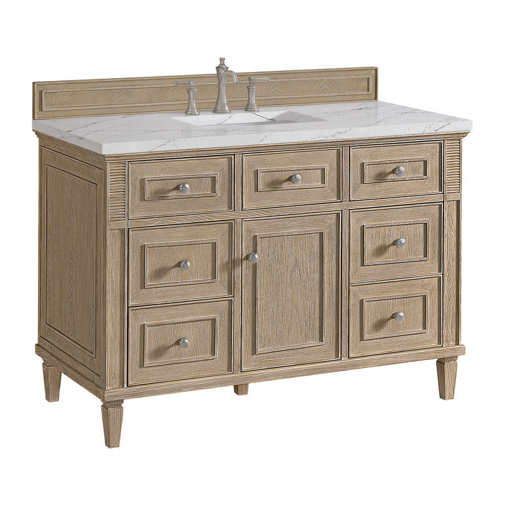 James Martin - Lorelai 48" Single Vanity, Whitewashed Oak w/ 3 CM Ethereal Noctis Silestone Top - 424-V48-WWO-3ENC view 10