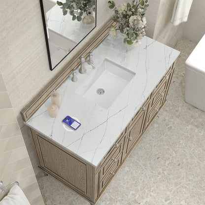 James Martin - Lorelai 48" Single Vanity, Whitewashed Oak w/ 3 CM Ethereal Noctis Silestone Top w/FreePower Wireless Charger - 424-V48-WWO-FENC view 8