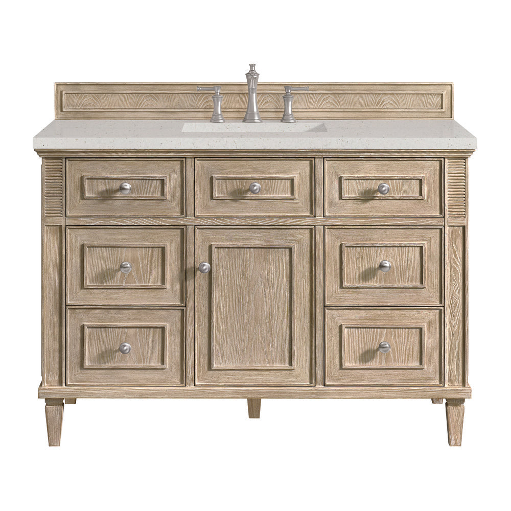 James Martin - Lorelai 48" Single Vanity, Whitewashed Oak w/ 3 CM Lime Delight Silestone Top - 424-V48-WWO-3LDL view 1