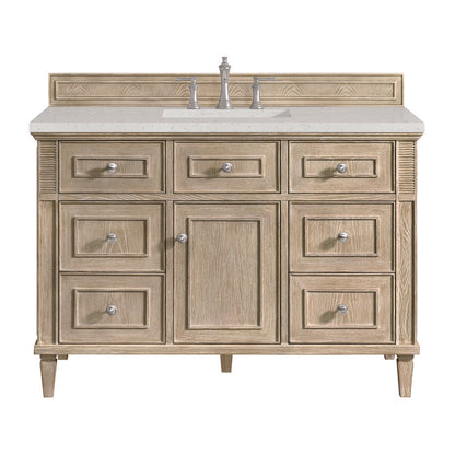 James Martin - Lorelai 48" Single Vanity, Whitewashed Oak w/ 3 CM Lime Delight Silestone Top - 424-V48-WWO-3LDL view 1