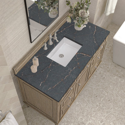 James Martin - Lorelai 48" Single Vanity, Whitewashed Oak w/ 3 CM Parisien Bleu Silestone Top - 424-V48-WWO-3PBL view 7