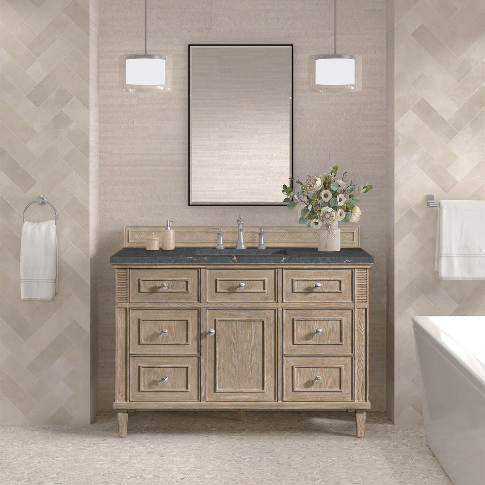 James Martin - Lorelai 48" Single Vanity, Whitewashed Oak w/ 3 CM Parisien Bleu Silestone Top w/FreePower Wireless Charger - 424-V48-WWO-FPBL view 4