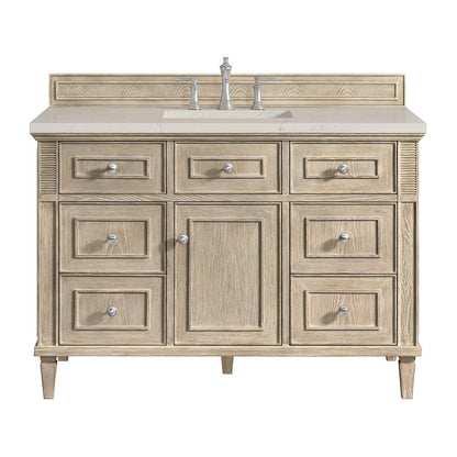 James Martin - Lorelai 48" Single Vanity, Whitewashed Oak, w/ 3 CM Siberian Silestone Top - 424-V48-WWO-3SFR view 1