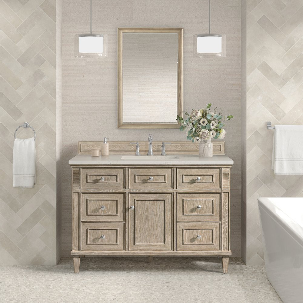 James Martin - Lorelai 48" Single Vanity, Whitewashed Oak, w/ 3 CM Siberian Silestone Top - 424-V48-WWO-3SFR view 3