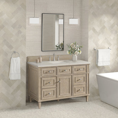 James Martin - Lorelai 48" Single Vanity, Whitewashed Oak, w/ 3 CM Siberian Silestone Top - 424-V48-WWO-3SFR view 4