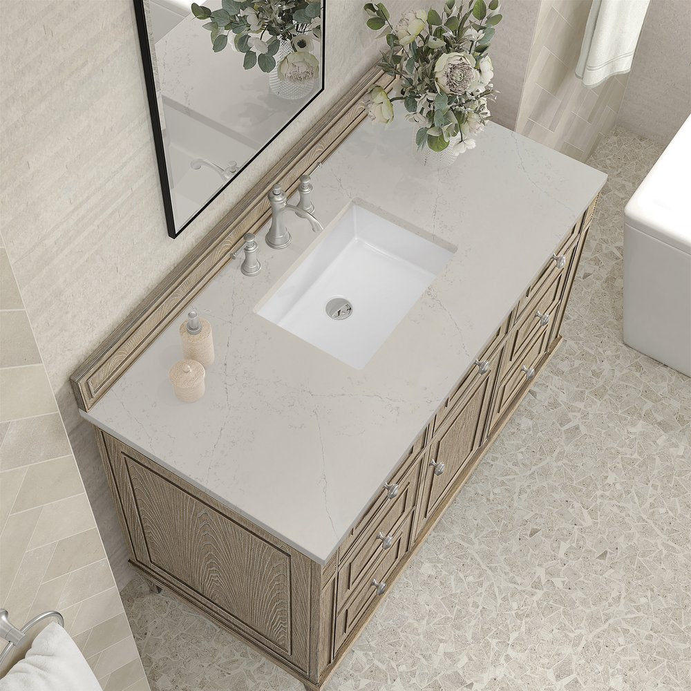 James Martin - Lorelai 48" Single Vanity, Whitewashed Oak, w/ 3 CM Siberian Silestone Top - 424-V48-WWO-3SFR view 7