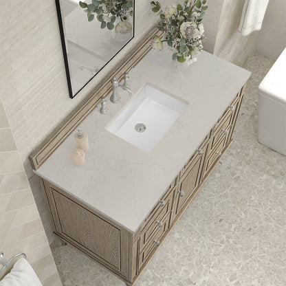 James Martin - Lorelai 48" Single Vanity, Whitewashed Oak, w/ 3 CM Siberian Silestone Top - 424-V48-WWO-3SFR view 7