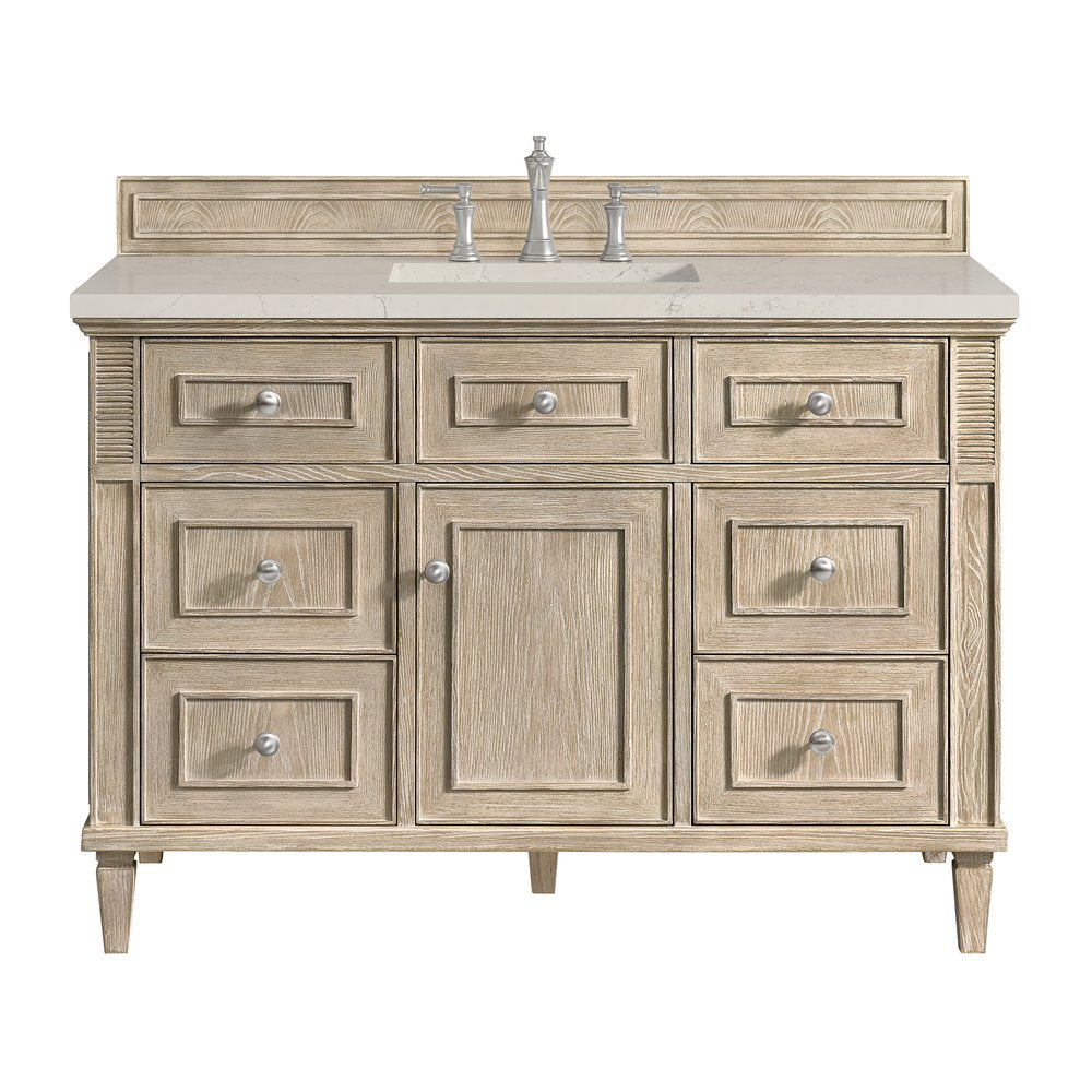 James Martin - Lorelai 48" Single Vanity, Whitewashed Oak, w/ 3 CM Siberian Silestone Top w/FreePower Wireless Charger - 424-V48-WWO-FSFR view 1