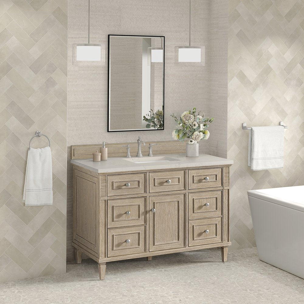 James Martin - Lorelai 48" Single Vanity, Whitewashed Oak, w/ 3 CM Siberian Silestone Top w/FreePower Wireless Charger - 424-V48-WWO-FSFR view 4