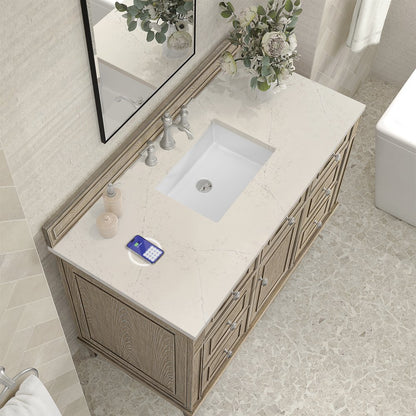 James Martin - Lorelai 48" Single Vanity, Whitewashed Oak, w/ 3 CM Siberian Silestone Top w/FreePower Wireless Charger - 424-V48-WWO-FSFR view 7