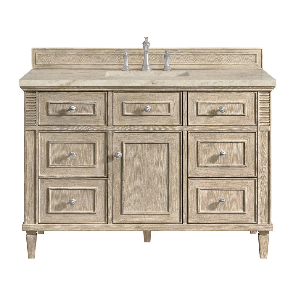 James Martin - Lorelai 48" Single Vanity, Whitewashed Oak, w/ 3 CM Tajnar Eclos Top - 424-V48-WWO-3TJR view 1