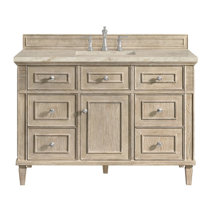 James Martin - Lorelai 48" Single Vanity, Whitewashed Oak, w/ 3 CM Tajnar Eclos Top w/FreePower Wireless Charger - 424-V48-WWO-FTJR view 1