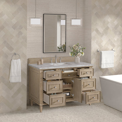 James Martin - Lorelai 48" Single Vanity, Whitewashed Oak w/ 3 CM Victorian Silver Silestone Top - 424-V48-WWO-3VSL view 5