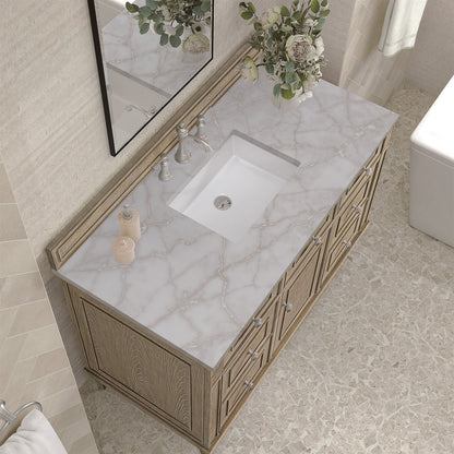 James Martin - Lorelai 48" Single Vanity, Whitewashed Oak w/ 3 CM Victorian Silver Silestone Top - 424-V48-WWO-3VSL view 7